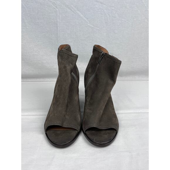 Frye Shoes Danica Peep Toe Heeled Ankle Booties Suede Leather Western Boho Chic - Picture 2 of 10
